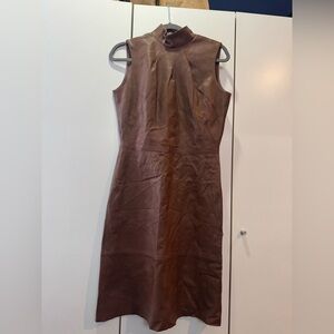 Banana Republic Chocolate Brown Midi Dress ***REAL CALF LEATHER ***